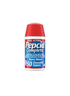 Buy Pepcid Complete Acid Reducer + Antacid Chewable Tablets, Heartburn Relief, Berry, 50 Count in UAE