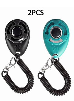 Buy Pet Trainer,2 Pack Dog Training Clicker with Wrist Strap,Pet Training Clicker with Big Button Effective Behavioral Training Tool for Cats Birds Puppy Recall (Blue and Black) in Saudi Arabia