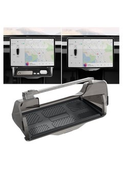 اشتري Lisen Tesla Center Console Organizer Tray for Model Y Model 3 open-close Hide-able Under Screen Organizer Box with Black Removable and non-slip silicone pad in Black في الامارات