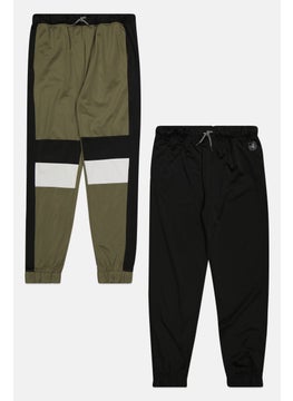 اشتري Kids Boy 2 Pcs Drawstring Jogger Pants Set, Olive/Black في الامارات