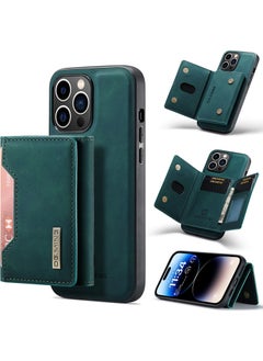 Buy Wallet Case for iPhone 14 Pro Max, DG.MING Premium Leather Phone Case Back Cover Magnetic Detachable with Trifold Wallet Card Holder Pocket (Green) in Egypt