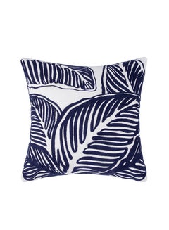 Buy Decorative Embroidered Cushion Cover blue/White 45x45Cm (Without Filler) in Saudi Arabia