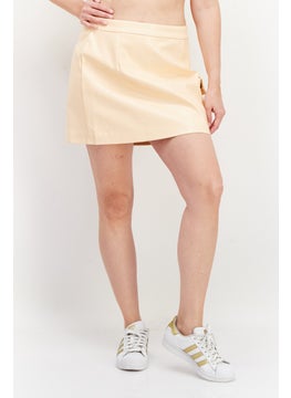 اشتري Women  Regular Fit Pull-On Textured Mini Skirt, Peach في الامارات