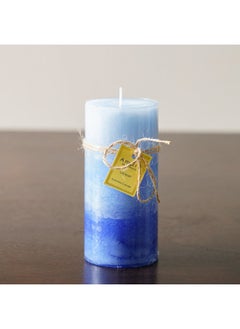 Buy Amara Pillar Candle Pillar Candles Decorative Candles Birthday Candles SPA Candles Party Candles Long Burning Hours Multi Blue 7X15Cm 460G in UAE