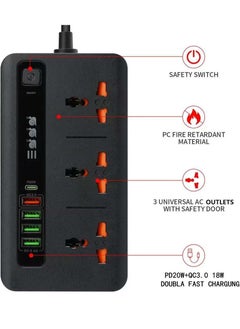 اشتري سلك تمديد عالمي BKL-04 مع 3 مقابس طاقة ، 5 منافذ USB تتضمن مقبس طاقة 1 pd مع 3000 واط ، 3 سنون مع كابل 2.0 متر ، مؤقت 24 ساعة ، 3.4A أوتوماتيكي متعدد الألوان. في الامارات