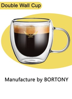 Buy Double Walled Glass Coffee Cups Heat Resistant Airtight Espresso Tea Cups Cappuccino in UAE