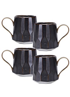 Buy Set of 4 Handmade 260ml Ceramic Coffee Mug Cups with Large Handle for Coffee and Tea in UAE