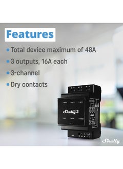 اشتري Shelly Pro 3 | Wi-Fi, LAN & Bluetooth 3 Channel Smart Relay | Home & Facility Automation | Compatible with Alexa & Google Home | iOS Android App | Lights Automation | Controller for Motorized Valve في الامارات