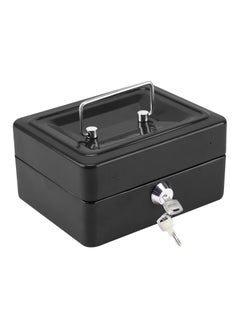 Buy Metal Locking Money Box with Key Lock, Portable Petty Cash Deposit Tin with Removable Change Tray, Secure Storage for Kids Shop Office Home, Black in Saudi Arabia