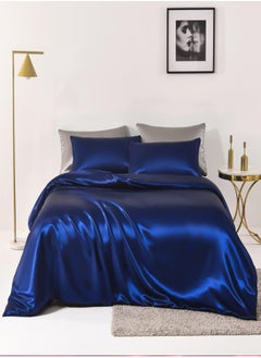 Buy 4pcs Single Size Luxury Solid Color Satin Duvet Cover Set Skin-friendly And Comfortable, Soft And Smooth For Bedroom And Living Room 160x210 cm in UAE