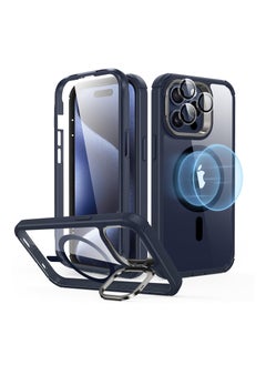 اشتري ESR for iPhone 15 Pro Max Case, Full-Body Shockproof Compatible with MagSafe Cover, 2-Part Tough Magnetic Phone Case with Stand, Exceeds Military-Grade Protection, Armor Series, Clear Blue في الامارات