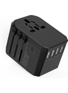 اشتري Universal Travel Adapter with 4 Ultra-Fast USB Port and 1 Ultra-Fast USB Type C Port and Power Socket Worldwide Plugs UK EU US AU Auto Switch في الامارات