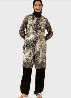 Buy Printed Zip Detail Burkini Set in UAE