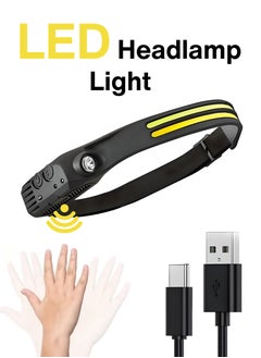 اشتري Portable Rechargeable LED Camping Headlamp with 230° Wide Beam Illumination Motion Sensor Lightweight COB Light for Adults Gear Headlight for Hiking Repairing Fishing Cycling Pocket Friendly في الامارات