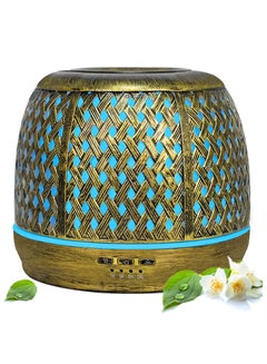 Buy Robust Essential Oil Diffuser Air Humidifier, 500ml Ultrasonic Aromatherapy, Aroma Diffuser, 7 Colors LED Lights, Auto ON-OFF Technology and All Upgraded features, Metal Brass Body-Date Leaf Style in UAE