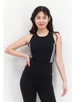 Buy Women Sportswear Fit Brand Logo Bodysuit, Black in UAE