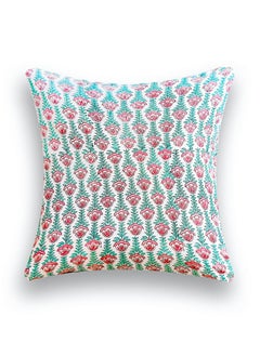 Buy Multicoloured Hand Block Printed Premium Organic Non Allergenic Cotton Quilted Cushion Cover 40 Cm X 40 Cm in UAE