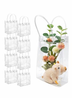 اشتري Clear PVC Gift Bags Reusable Transparent Shopping Bag Gift Wrap Tote with Handles for Wedding Flowers Birthday Valentines Day Party Bags 15 x 7 x 16cm(10Pcs) في الامارات