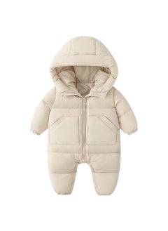 Buy Baby Cotton and Thick Winter Clothes, Winter One-piece Jumpsuit Clothes, Toddler Outdoor Clothes, White in Saudi Arabia