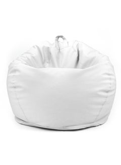 Buy Classic Round Faux Leather Bean Bag with Polystyrene Beads Filling(White) in UAE