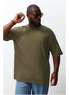 اشتري Khaki Men's Plus Size Oversize Comfortable Basic 100% Cotton T-Shirt TMNSS23TS00139 في مصر