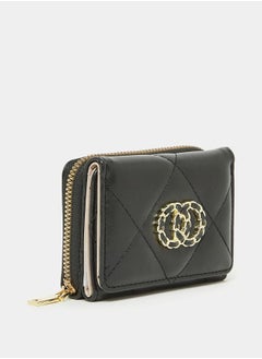 Buy Stitch Detail Bi-Fold Coin Wallet with Zip and Flap Closure in Saudi Arabia