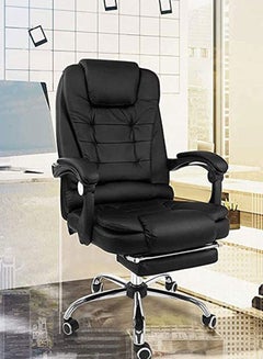 Buy Office Chair,Ergonomic Home Gaming Chair PU Leather Swivel Adjustable Height Swivel Chair with Lumbar Support Footrest(Black) in Saudi Arabia
