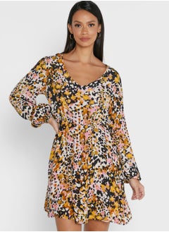 Buy Printed V-Neck Dress in UAE