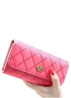 Buy Faux Leather Quilted Clutch Pink in UAE