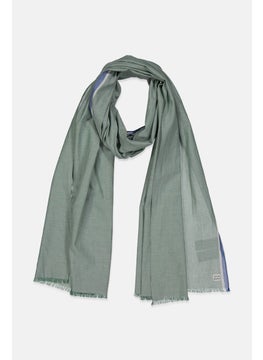 Buy Men Fringed Hem Woven Scarf 190 x 56 cm, Dusty Green in UAE