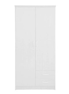 Buy 2 Door Wooden Wardrobe Cabinet , Cupboard Engineered Wood Perfect Modern Stylish Heavy Duty White Color in UAE