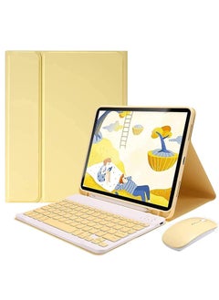 Buy Arabic and English Keyboard Case for iPad Air 5th Gen (2022) / iPad Air 4th Gen (2020)10.9 Inch Detachable Wireless Keyboard Pencil Holder Slim Leather Smart Cover with Mouse in Saudi Arabia