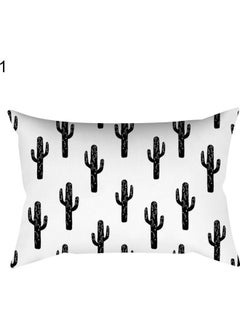 Buy Cactus Printed Pillow Cover White/Black in UAE