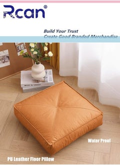 اشتري PU Leather Floor Pillow Back Bay Window Tatami Mat Waterproof Cushion Thickened Square With Handle Soft Fluffy Cool Insulation Pillow Suitable for Office Family Car Desks Chairs School في السعودية