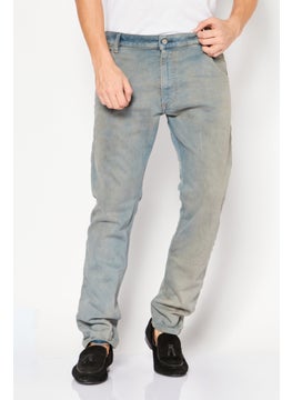 اشتري Men Regular Fit Washed Stretchable Sweat Jeans, Blue في الامارات