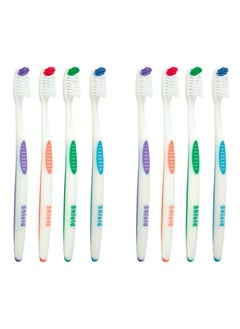 Buy Shield Care Falcon Toothbrush with Curved Filaments, Deep Reach (Family Care - Medium Bristles), 4 Colors - 8 Count (Pack of 1) in UAE