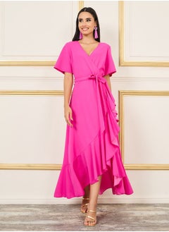 Buy Ruffle Hem A-Line Wrap Maxi Dress in Saudi Arabia