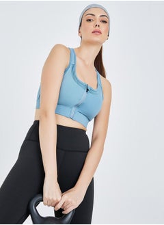 Buy Triangle Back Mesh Insert Zip Up Sports Bra in Saudi Arabia