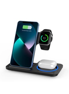 Buy Folding 3-in-1 Wireless Charger, Fast Charging Station for iPhone, Apple Watch, and AirPods, Portable and Compact in UAE