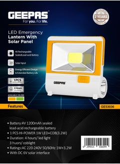 Buy Hi-Power LED Emergency Lantern with Solar Panel,White/Green in Saudi Arabia