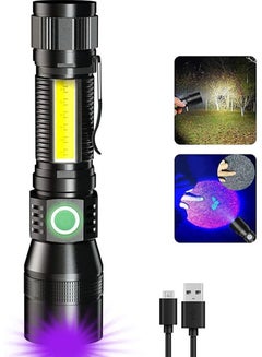 اشتري UV Flashlight Black Light, 3 in 1 Magnetic Flashlight Rechargeable,1000 Lumen Tactical LED Flashlight, 7 Modes Waterproof UV Light Flashlight for Camping Emergencies Pet Urine Detection في السعودية