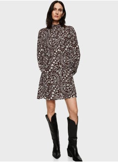 Buy Paisley Print High Neck Dress in Saudi Arabia