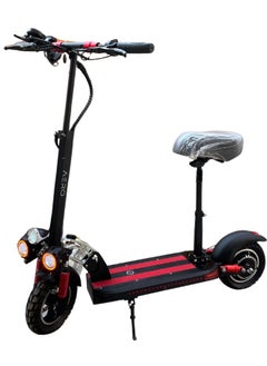 Buy Z2 Powerful Electric Scooter With Seat, E10, 48V, Foldable, Front & Side Led lights, RGB, Bluetooth Speakers, 1 Year Warranty, Anti-Theft, Red & Black in Egypt