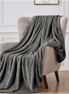 Buy SANDY Fleece Blanket, Made of Premium Microfiber, Super Soft Flannel Blanket for Bed, Sofa, Couch and Home Decorations , king Size, (240x220)cm, Grey in Saudi Arabia