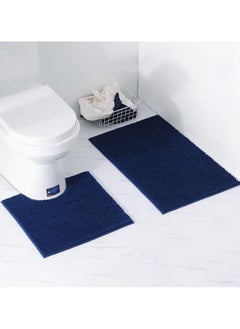 Buy Tycom Bathroom Rugs Bath Mat Non Slip Fluffy Soft Plush Microfiber Shower Carpet Rug Washable Non-Slip Carpet Mat for Bathroom Floor 50 By 80 CM Short 2Packs Dark Blue. in UAE