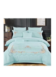 Buy Embroidered King Size Duvet Cover Set - 6-Piece Bedding Collection fitted bedsheet duvet with Zipper Closure in UAE