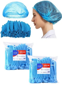 Buy Disposable Shower Caps Non Woven Mob Hair Net 19 Inch Blue Pack of 200 Pcs in UAE