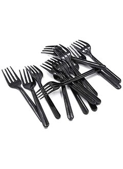 اشتري Black Plastic Fork Heavyweight Disposable Fork Heavy Duty Black Cutlery Plastic Utensils Perfect For Parties And Restaurants 50 Pieces في الامارات