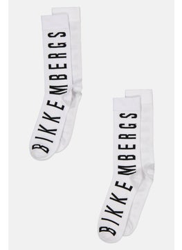 Buy Men 2 Pairs Of Tennis Brand Logo Socks, White in Saudi Arabia