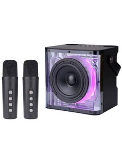Buy 2024 Design Super Bass High Quality Karaoke Wireless Bluetooth Transparent Speaker with Colorful LED Light, AUX, TF, USB, FM Radio, and Two Wireless Microphones - Dynamic Sound 15W Bluetooth Speaker in UAE